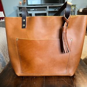 Portland Leather Goods medium crossbody tote in Honey